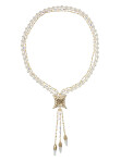 Lasso Necklace (Gold/Crystal White Pearl/Clear)