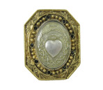 Rectangular Gold Heart Necklace (Gold/Clear)