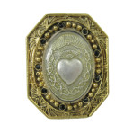 Rectangular Gold Heart Necklace (Gold/Clear)