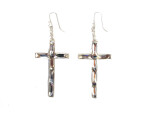 Resurrection Crystal Cross Earrings (Silver)