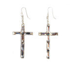 Resurrection Crystal Cross Earrings (Silver)