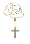 Resurrection Crystal Cross Rosary (Gold/Fuschia)
